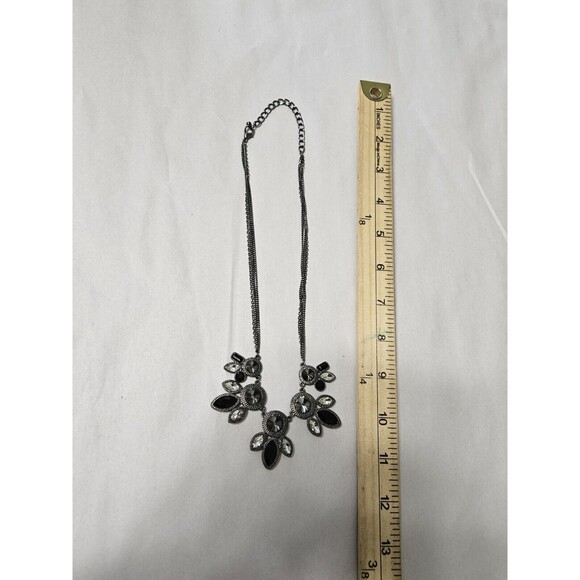 Sparkling Necklace Black and Silvertone With Crystals-Look Party Cruise Classic - Picture 5 of 6